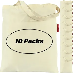 Tote Bags Bulk - 5 | 10 | 15 | 20 | 25 Canvas Tote Bags, Plain Lightweight Washable Foldable Canvas Grocery Bags
