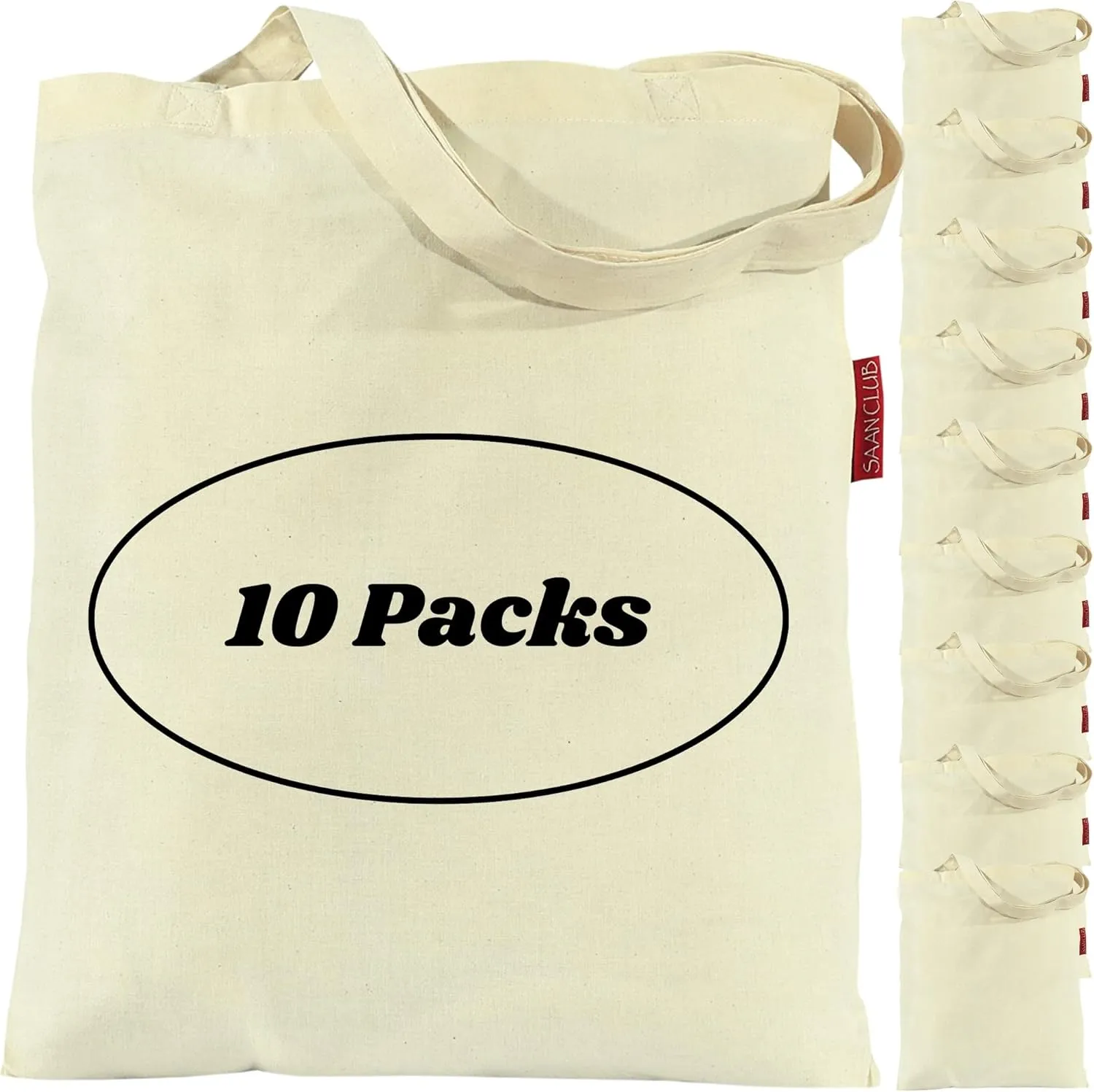 Tote Bags Bulk - 5 | 10 | 15 | 20 | 25 Canvas Tote Bags, Plain Lightweight Washable Foldable Canvas Grocery Bags