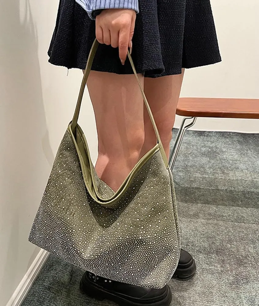 Tote Bags for Women Shiny Rhinestone Evening Hobo Bags Y2K Stylish Shoulder Handbag Satchel Purse with Zip