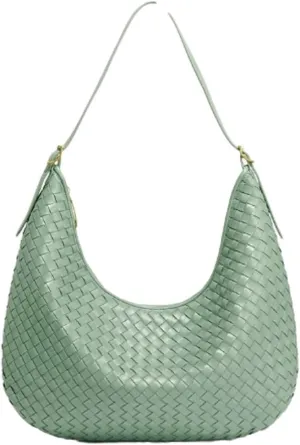 Tote Bags Woven Shoulder Handbags for Women Large Commuter Underarm Crescent Bag PU Leather Shoulder Purse Trendy Handbag
