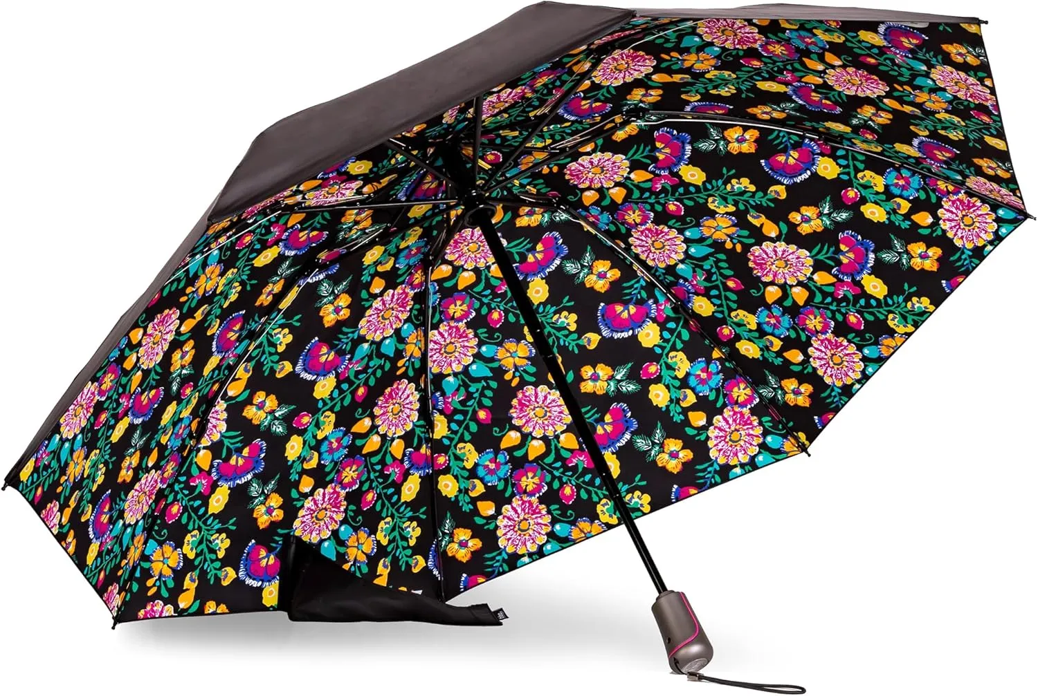 totes Reverse Close Folding Inbrella with Auto Open Close and Compact, Windproof Design, Black
