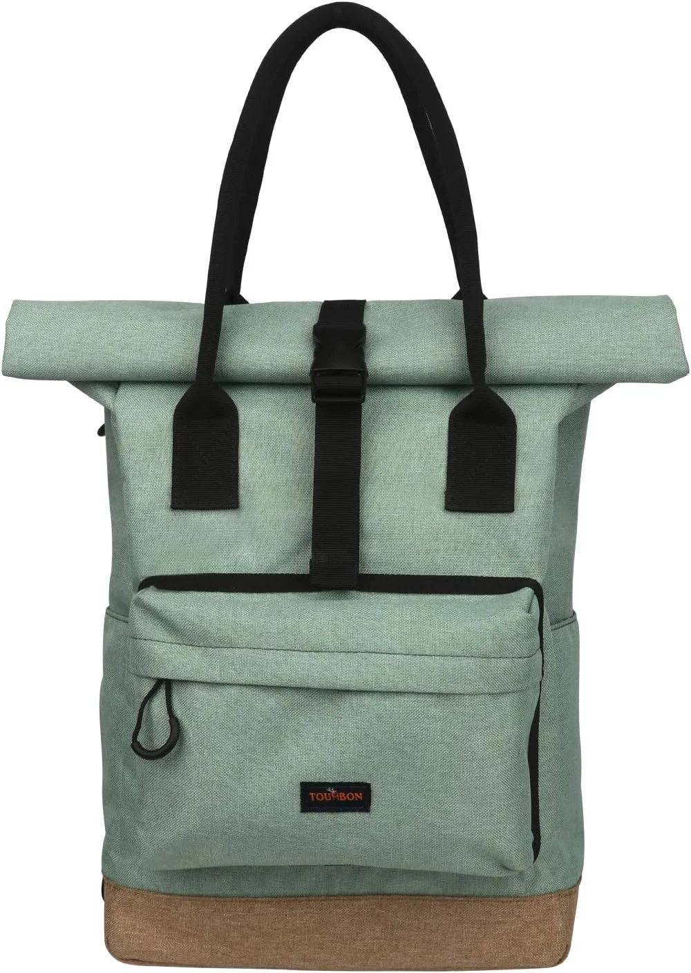 TOURBON Nylon Roll-top Clip-On Bike Panniers Women's Shoulder Tote Bag - Green