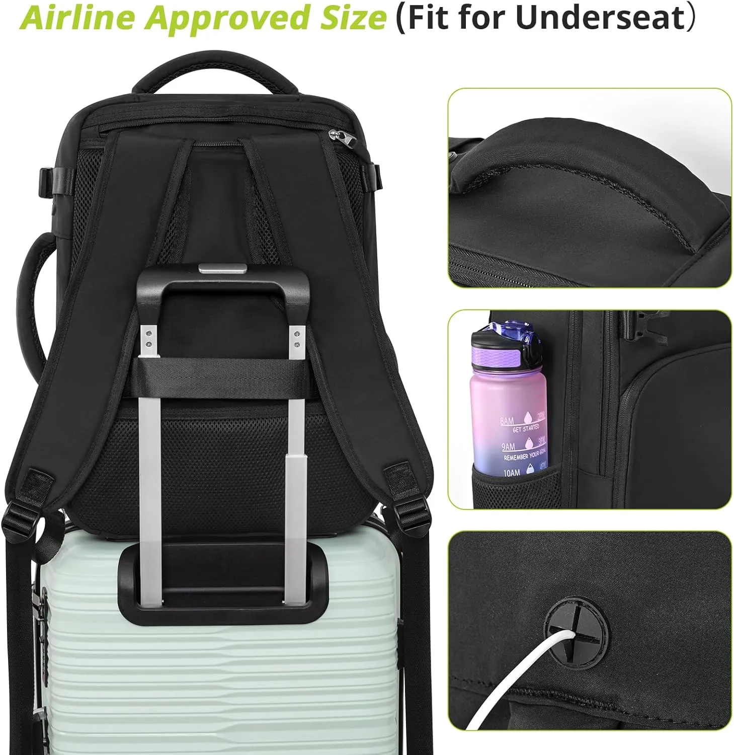 Travel Backpack for Women Men,Travel Laptop Backpack w/USB Charging Port, Waterproof Travel Backpack Carry On Flight Approved,Weekender Business Hiking Bag,Laptop Backpack 15.6 inch