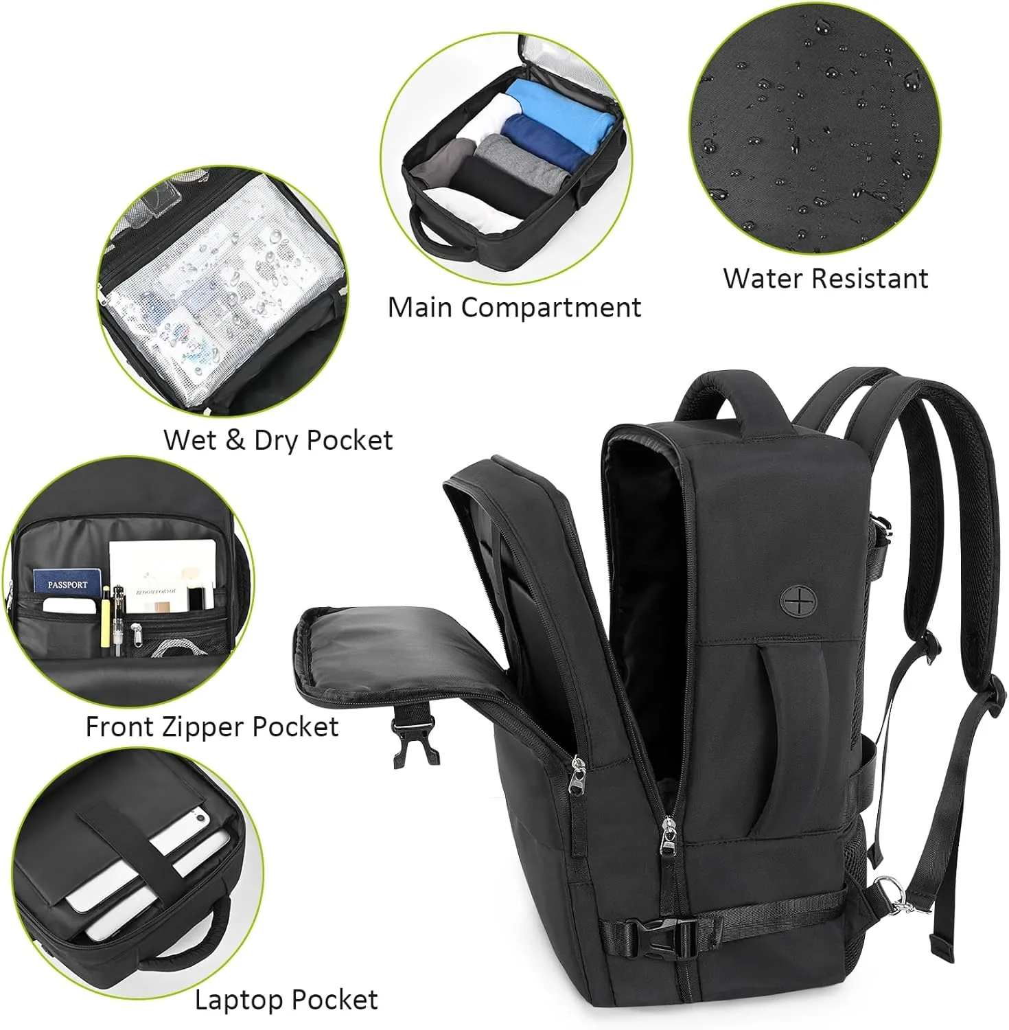 Travel Backpack for Women Men,Travel Laptop Backpack w/USB Charging Port, Waterproof Travel Backpack Carry On Flight Approved,Weekender Business Hiking Bag,Laptop Backpack 15.6 inch