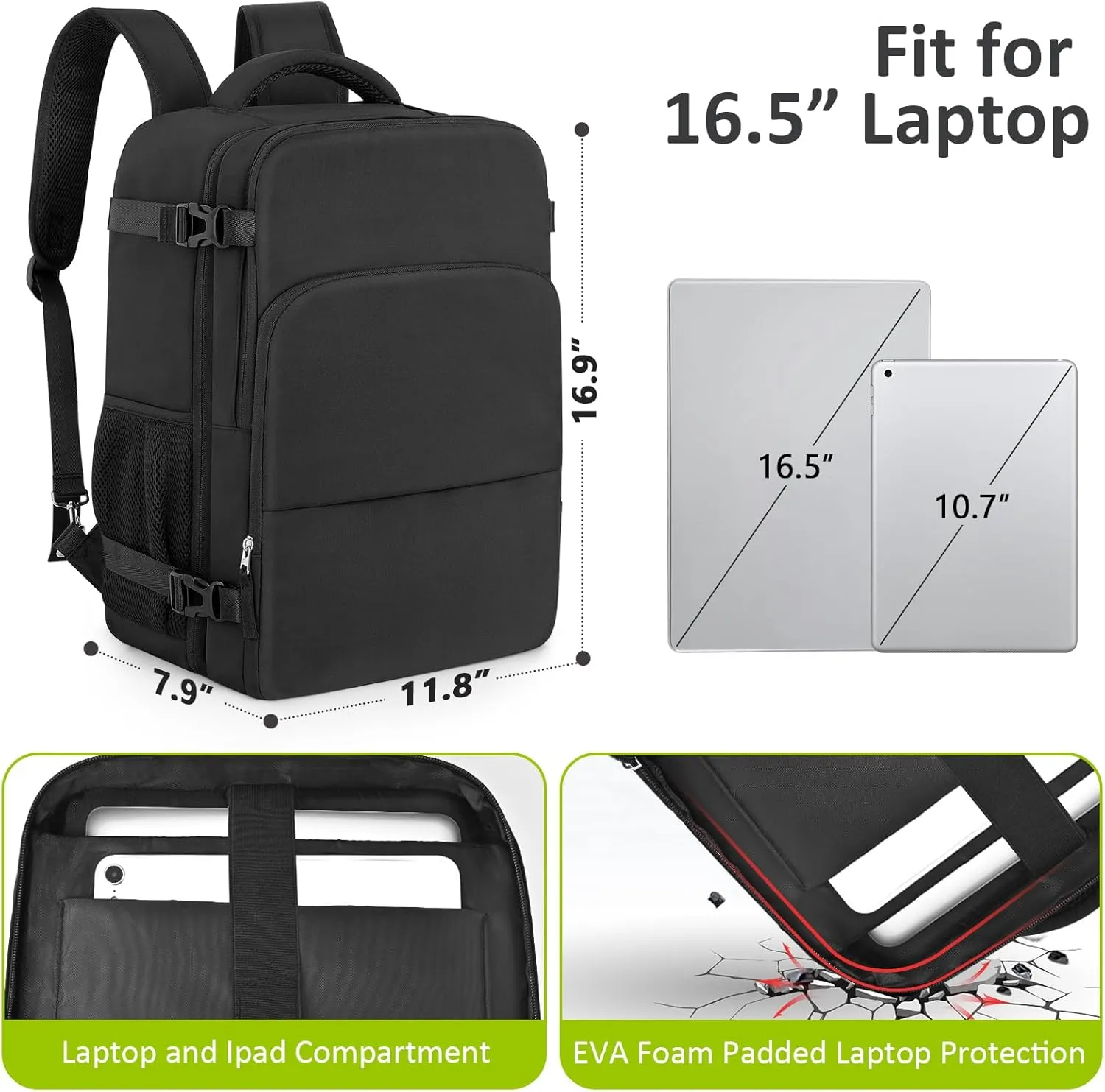 Travel Backpack for Women Men,Travel Laptop Backpack w/USB Charging Port, Waterproof Travel Backpack Carry On Flight Approved,Weekender Business Hiking Bag,Laptop Backpack 15.6 inch