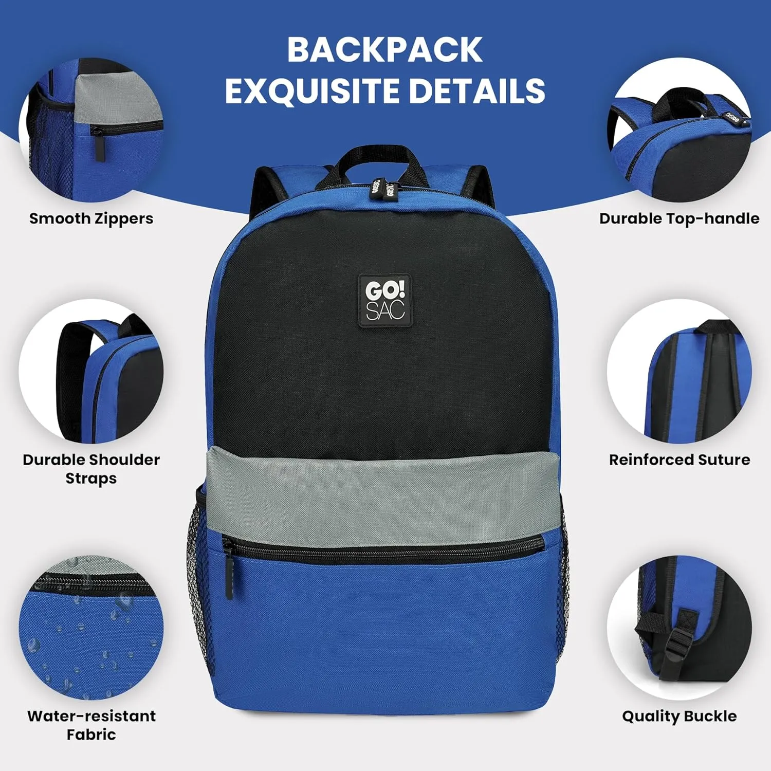 Travel Backpack Spacious for Books and Laptops Comfortable Adjustable Straps Zip-around Closure Bottle Pockets 17Inch