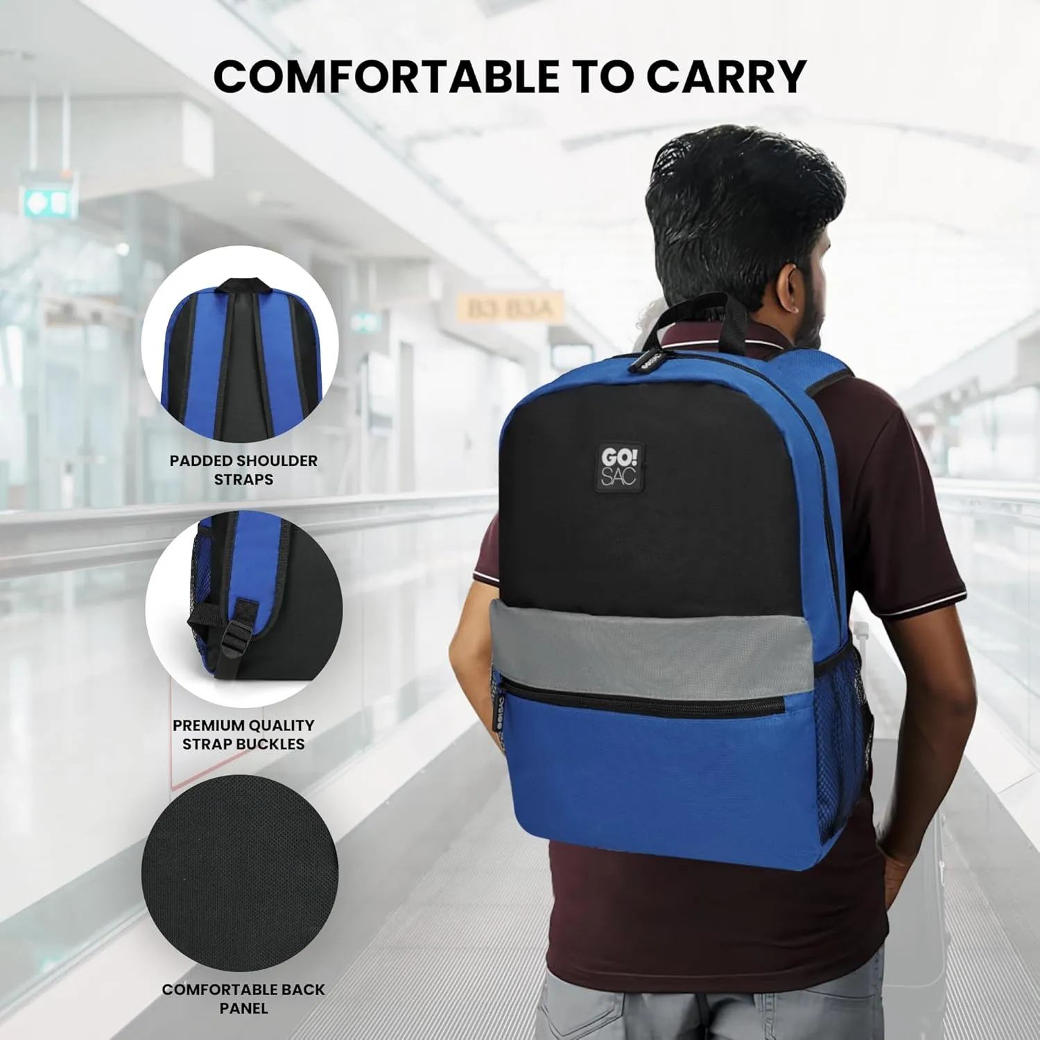 Travel Backpack Spacious for Books and Laptops Comfortable Adjustable Straps Zip-around Closure Bottle Pockets 17Inch