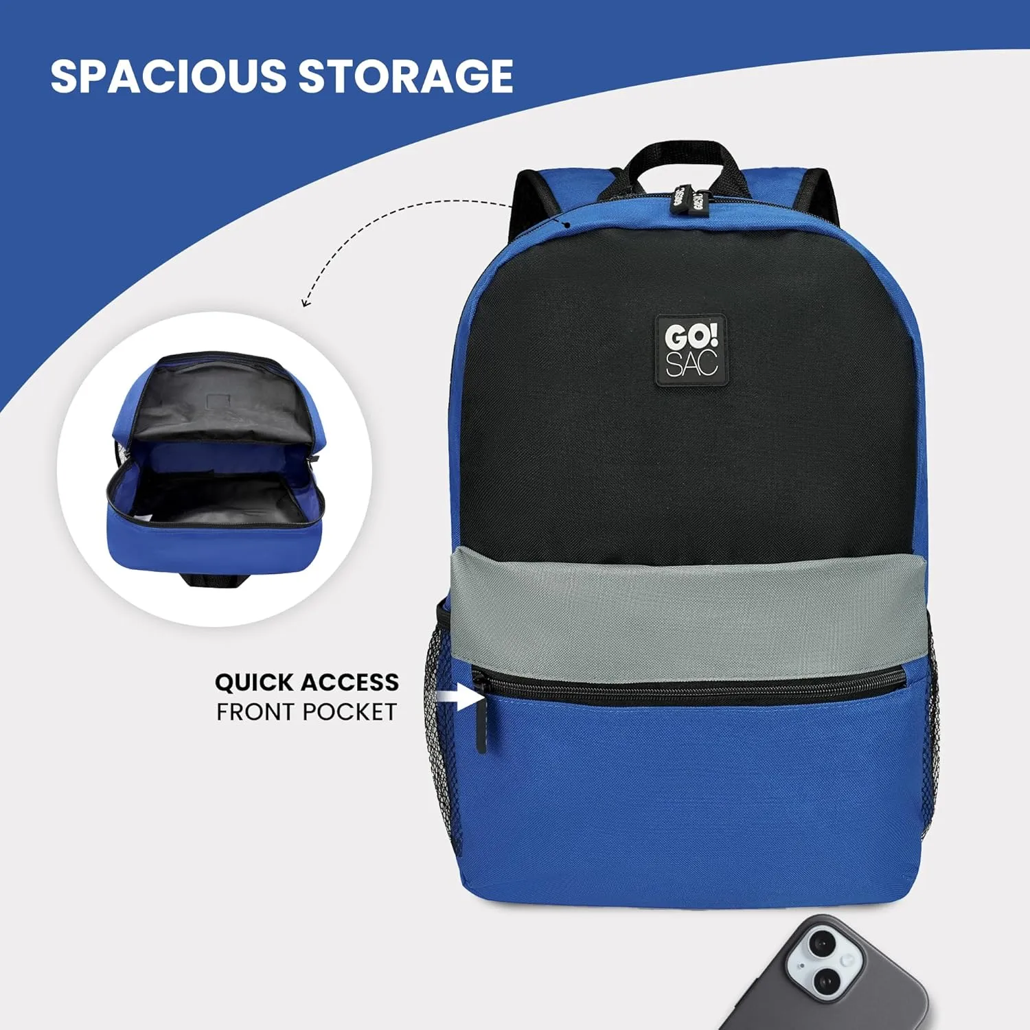 Travel Backpack Spacious for Books and Laptops Comfortable Adjustable Straps Zip-around Closure Bottle Pockets 17Inch