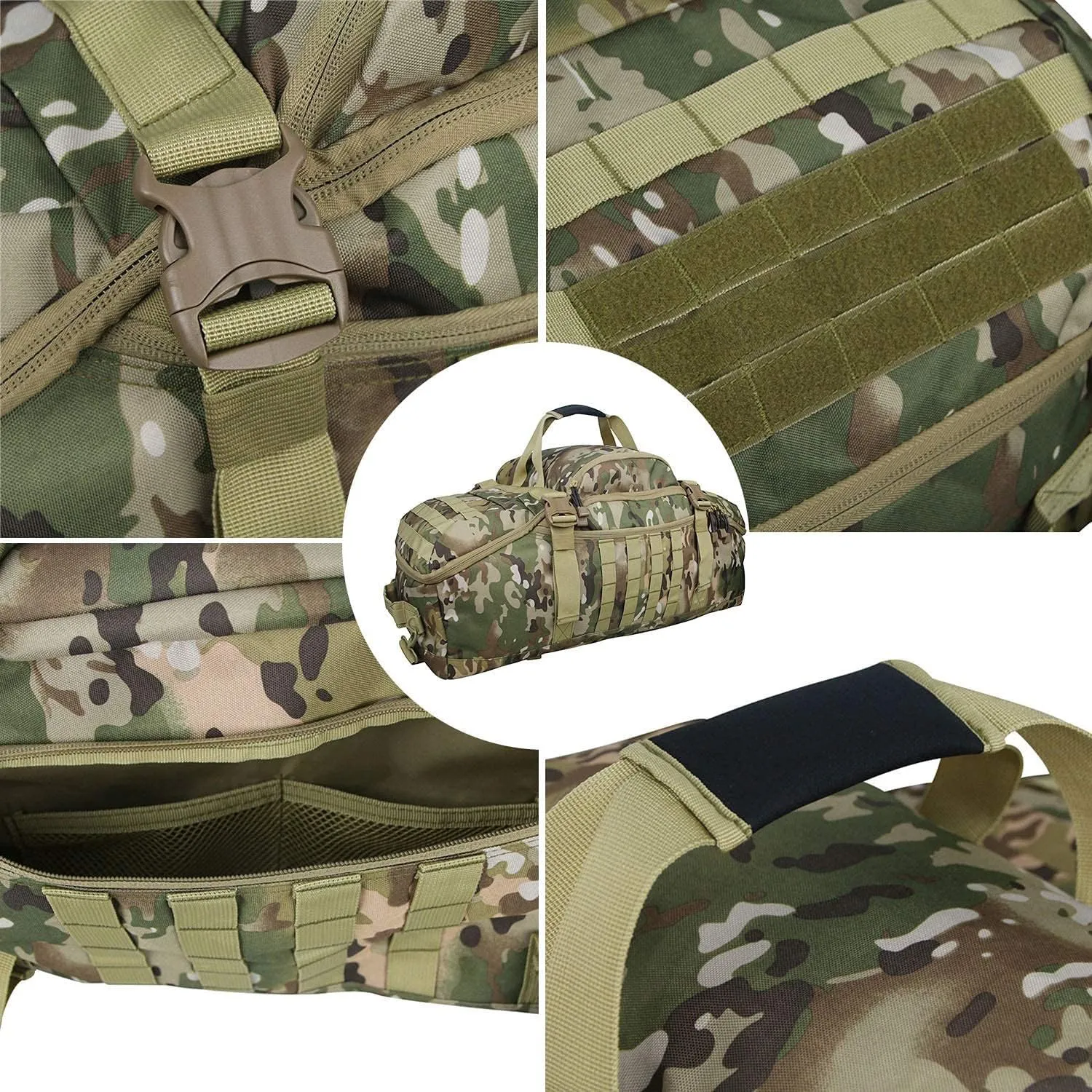 Travel Duffle Bag Backpack for Men - Large Tactical Bags Weekender Gym Bag for Overnight Traveling Military Workout Deployment Sports (Camo, 80L)