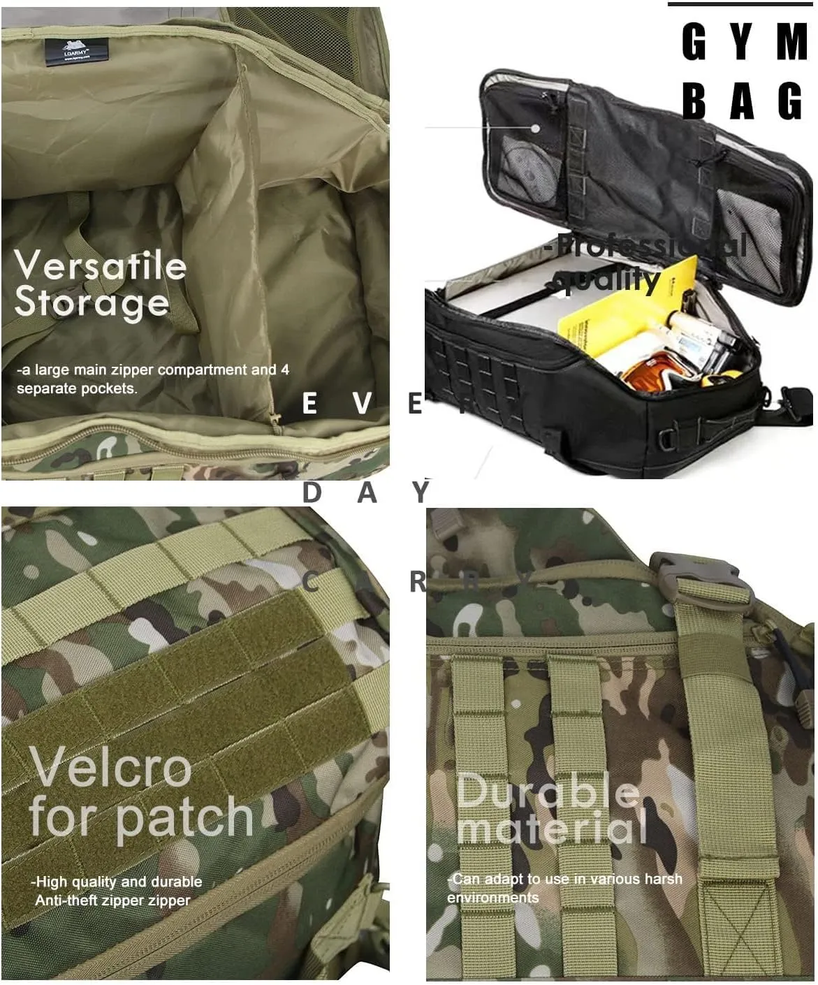 Travel Duffle Bag Backpack for Men - Large Tactical Bags Weekender Gym Bag for Overnight Traveling Military Workout Deployment Sports (Camo, 80L)