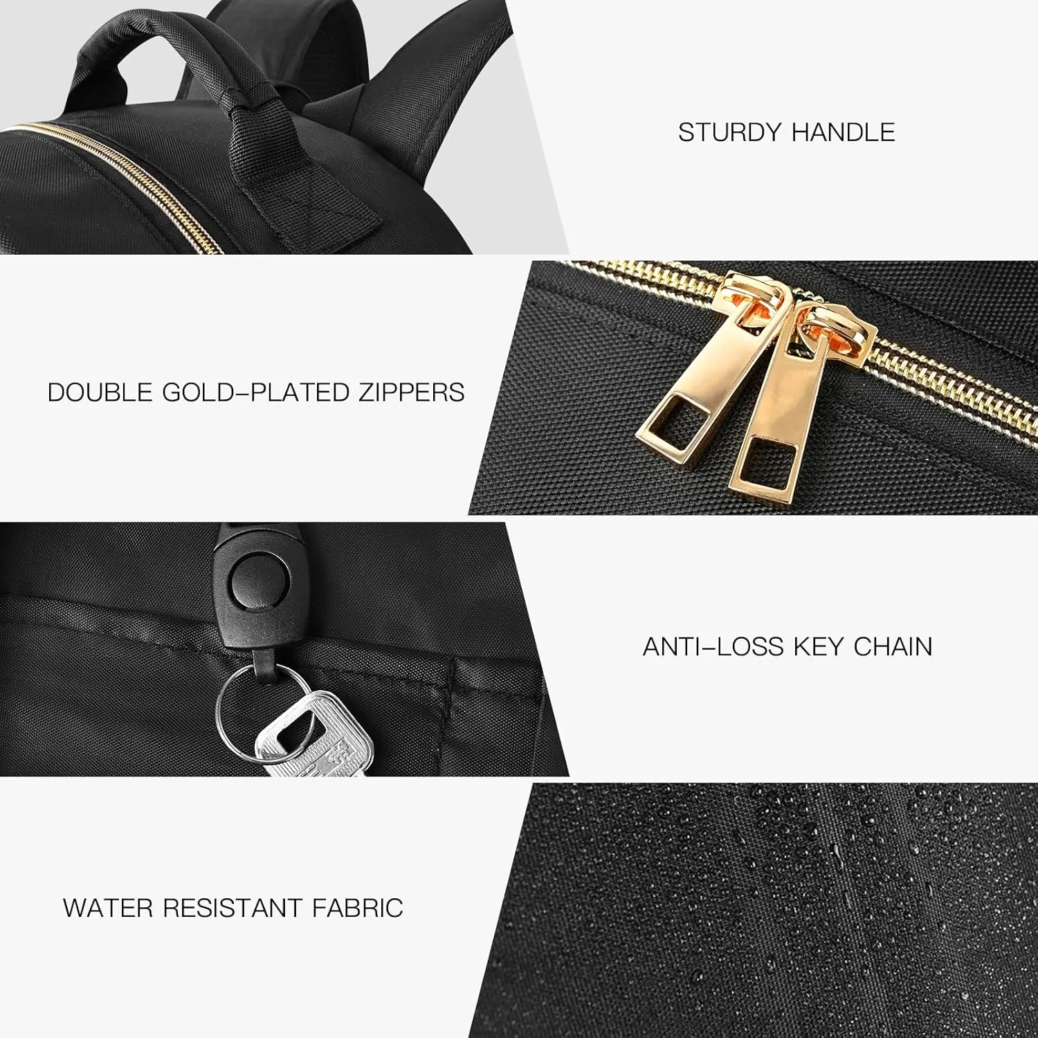 Travel Laptop Backpack for women, Work Backpack Woman with USB Charging Port, Water Resistant College Backpack, Stylish Quilted Girls Back Pack Casual Daypack for 15.6 Inch Laptop, Black