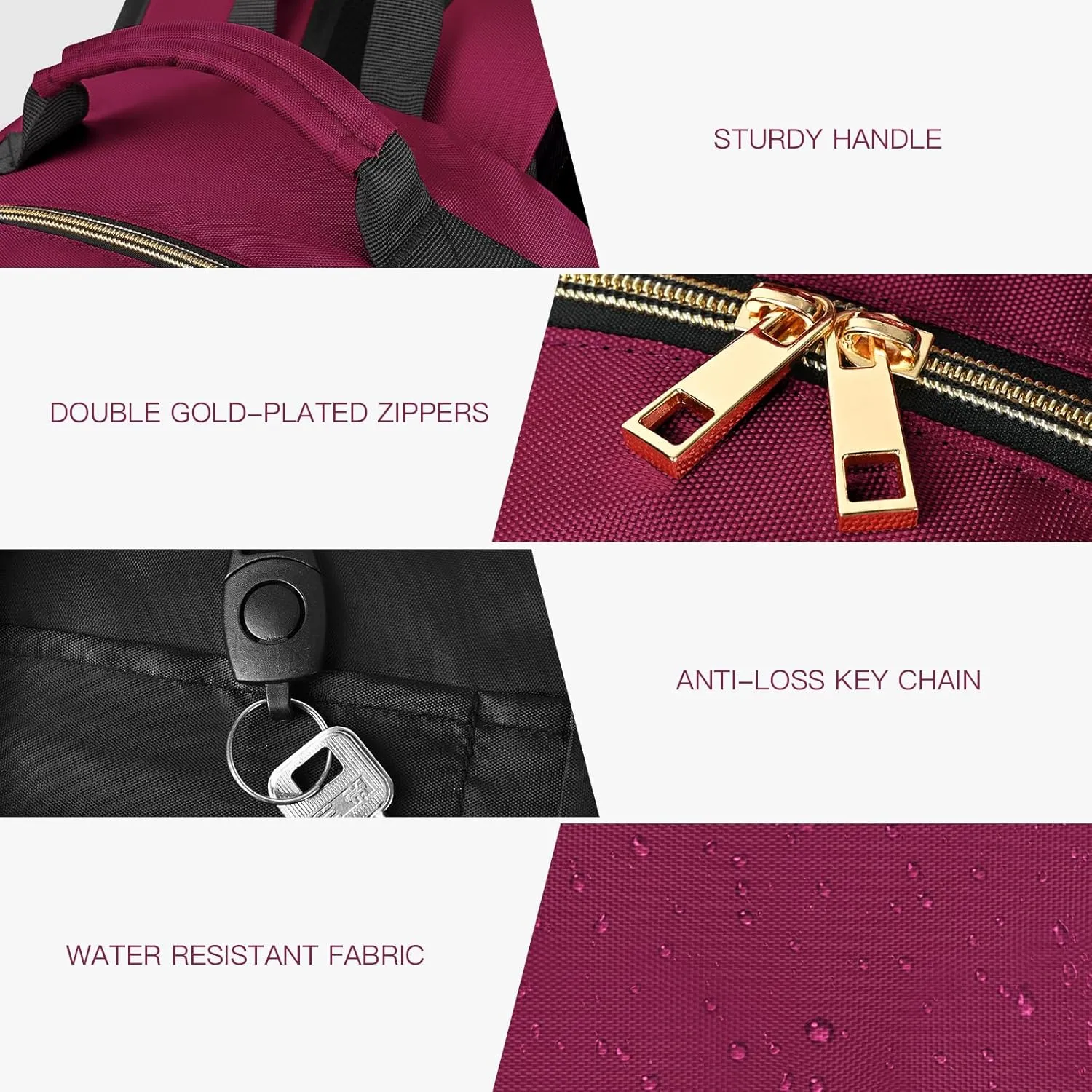 Travel Laptop Backpack for women, Work Backpack Woman with USB Charging Port, Water Resistant College Backpack, Stylish Quilted Girls Back Pack Casual Daypack for 15.6 Inch Laptop, Red