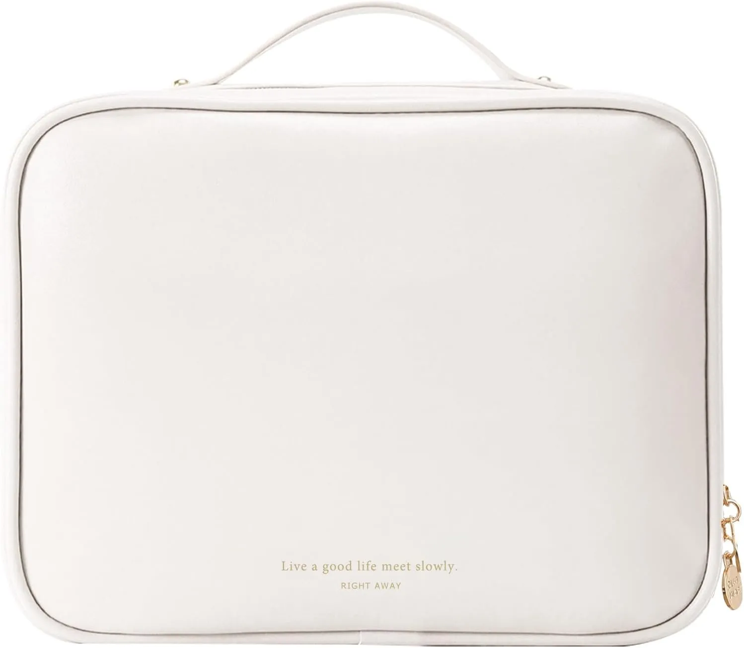 Travel Toiletry Bag for Women, Large Makeup Bag& Cases , Waterproof Makeup Organizer Cosmetic Bag with Compartments,Portable Make Up Bag for Travel Size Toiletries,Skincare,Brushes Set,White