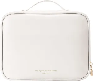 Travel Toiletry Bag for Women, Large Makeup Bag& Cases , Waterproof Makeup Organizer Cosmetic Bag with Compartments,Portable Make Up Bag for Travel Size Toiletries,Skincare,Brushes Set,White