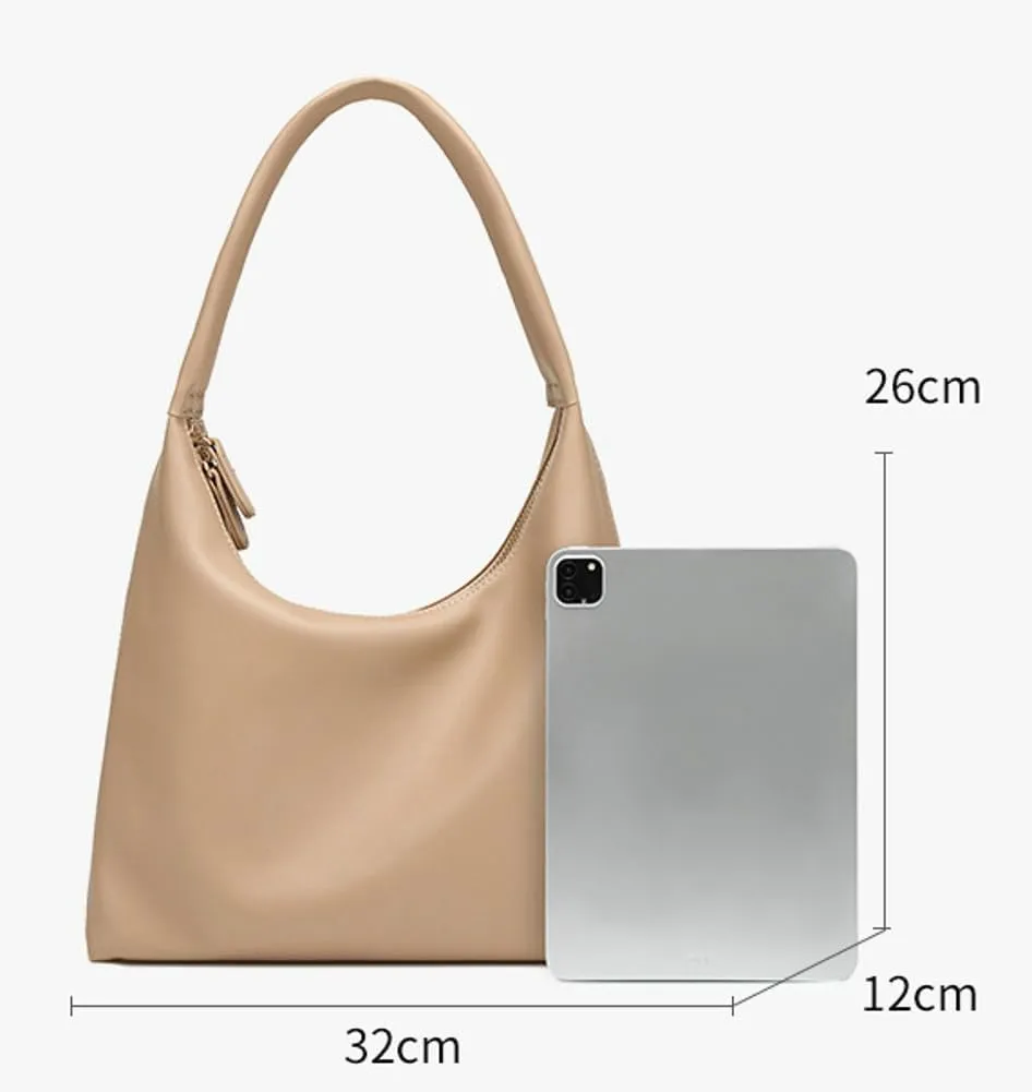 Trendy PU Leather Crescent Shoulder Bag Slouchy Hobo Bags for Women Tote Handbags Retro Soft Underarm Crossbody Purses