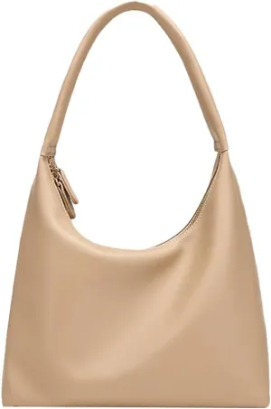 Trendy PU Leather Crescent Shoulder Bag Slouchy Hobo Bags for Women Tote Handbags Retro Soft Underarm Crossbody Purses
