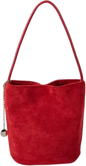 Trendy Suede Hobo Bags for Women Faux Suede Bucket Shoulder Bag Retro Slouchy Work Bag Top-handle Small Tote Handbag