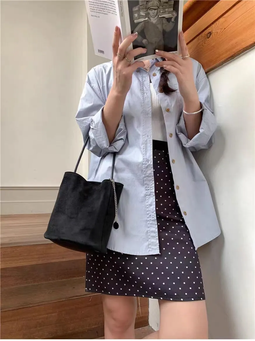 Trendy Suede Hobo Bags for Women Faux Suede Bucket Shoulder Bag Retro Slouchy Work Bag Top-handle Small Tote Handbag