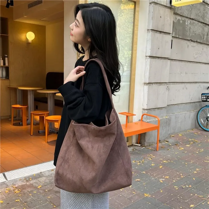 Trendy Women’s Large Suede Tote Bag Shoulder Bags For Women Fall Underarm Bag Winter Hobo Bag Work Purses Travel Handbag