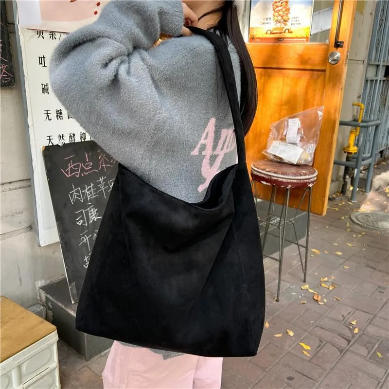 Trendy Women’s Large Suede Tote Bag Shoulder Bags For Women Fall Underarm Bag Winter Hobo Bag Work Purses Travel Handbag