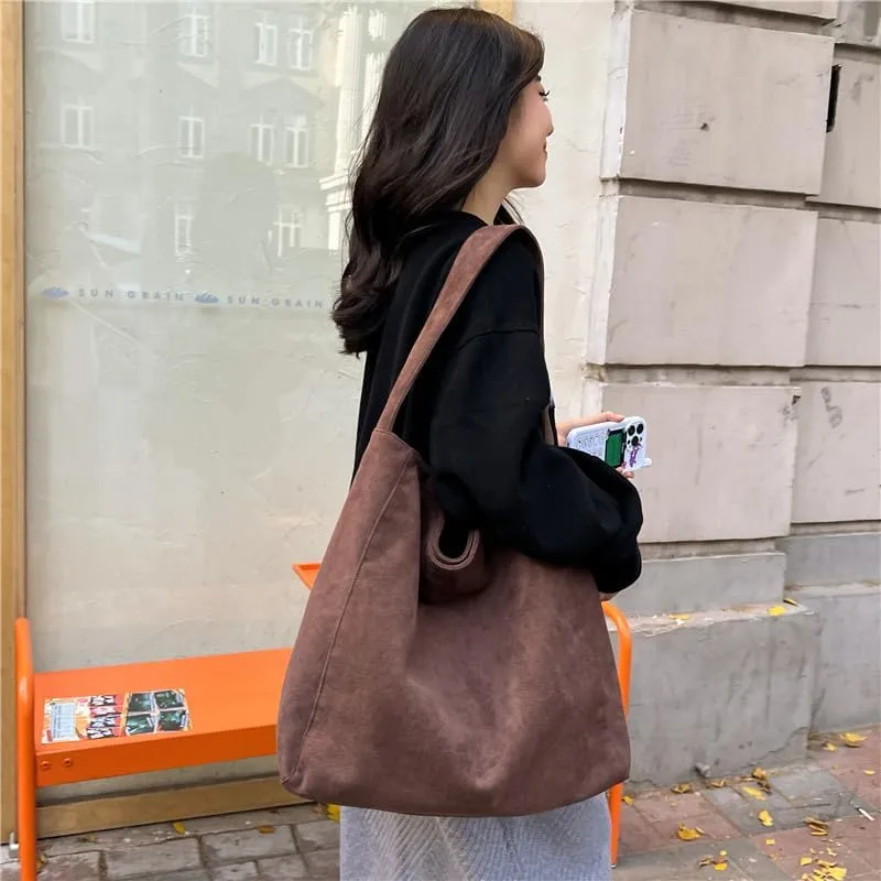 Trendy Women’s Large Suede Tote Bag Shoulder Bags For Women Fall Underarm Bag Winter Hobo Bag Work Purses Travel Handbag