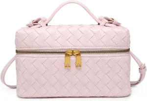 Trendy Woven Crossbody Purse Square Box Bags Women Shoulder Bag Cute Satchels Mini PU Leather Top-Handle Tote Handbag
