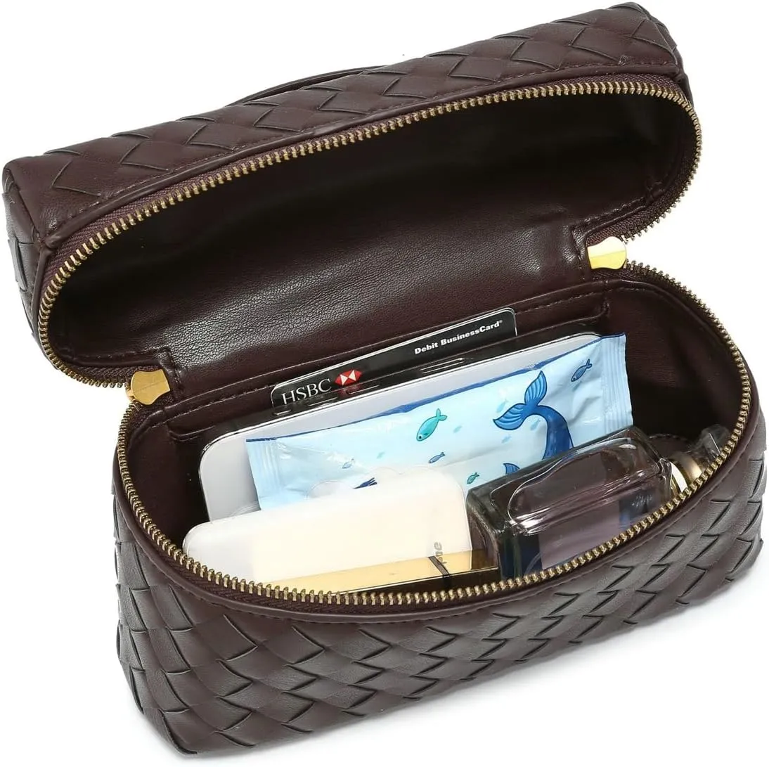 Trendy Woven Crossbody Purse Square Box Bags Women Shoulder Bag Cute Satchels Mini PU Leather Top-Handle Tote Handbag