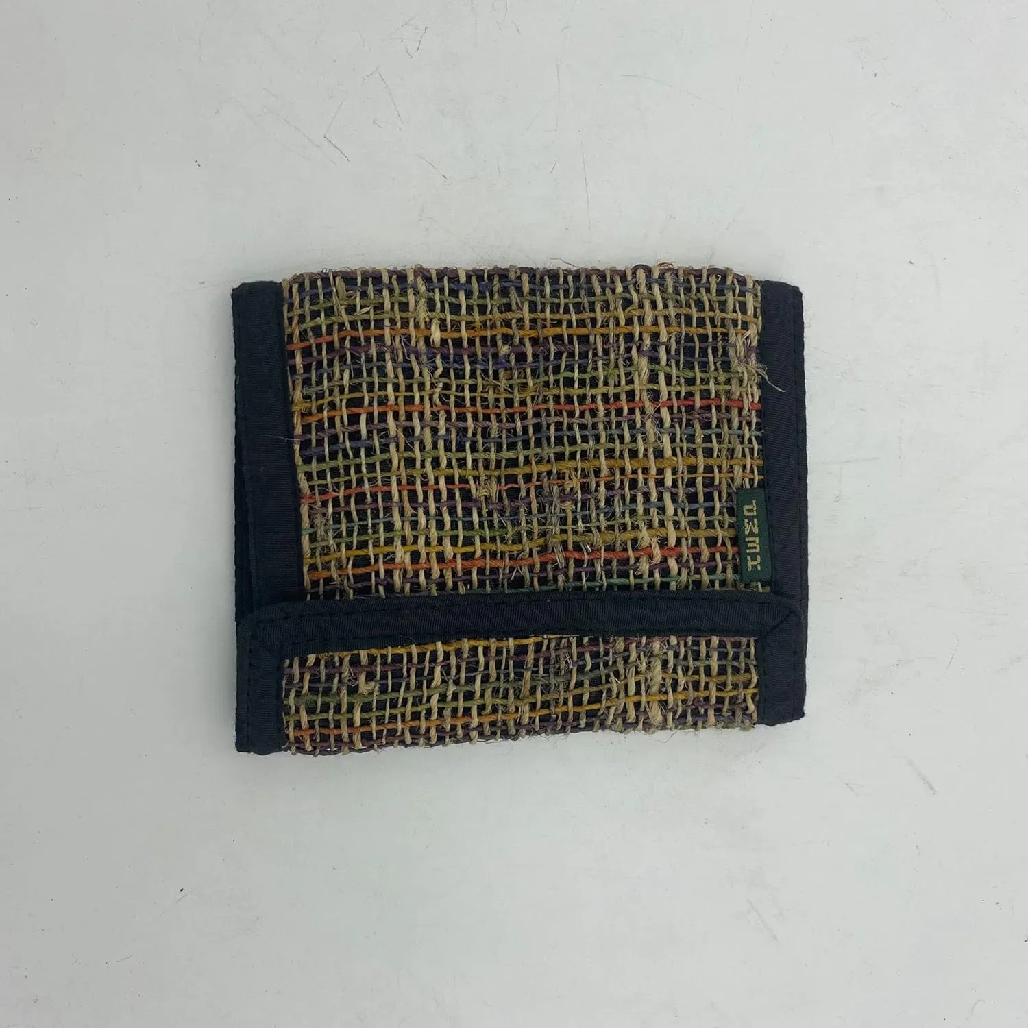 Tri-Fold Hemp Wallet - Organic Cotton Purse Coin Bag - Unisex Hippie Style Bohemian Embroidered Purse - 5 Compartments, Zipper Closure - Handmade in Nepal (Brown)