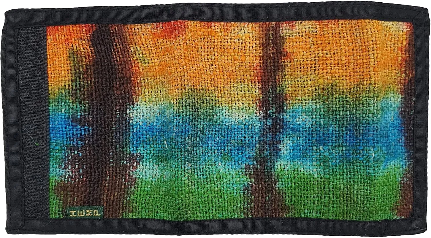 Tri-Fold Hemp Wallet - Organic Cotton Purse Coin Bag - Unisex Hippie Style Bohemian Embroidered Purse - 5 Compartments, Zipper Closure - Handmade in Nepal (Tie Dye)