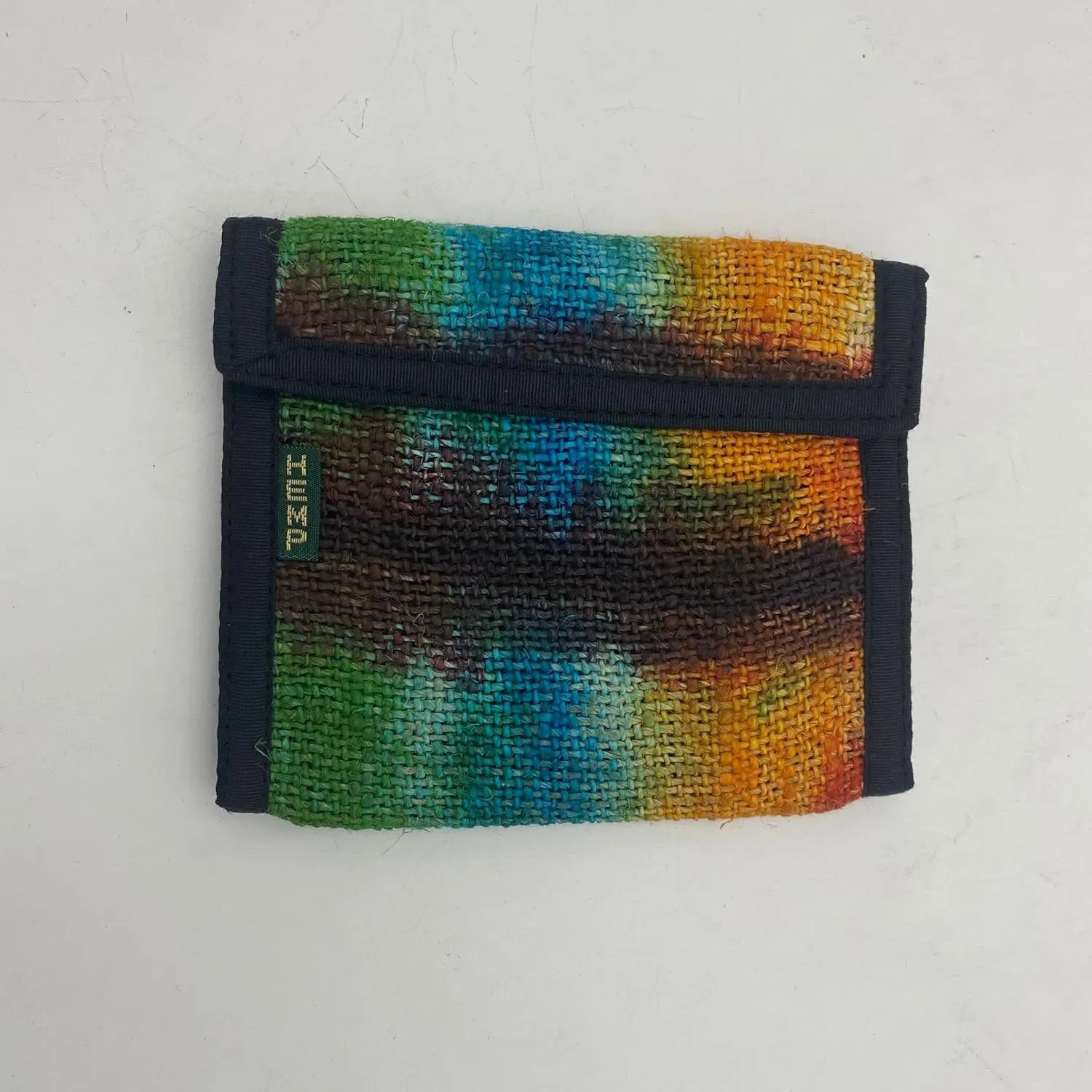 Tri-Fold Hemp Wallet - Organic Cotton Purse Coin Bag - Unisex Hippie Style Bohemian Embroidered Purse - 5 Compartments, Zipper Closure - Handmade in Nepal (Tie Dye)