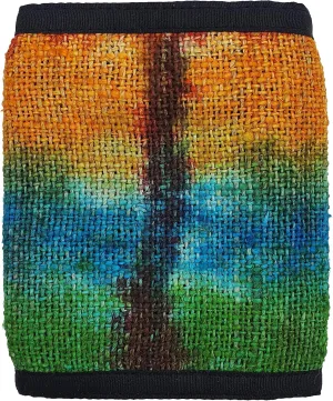 Tri-Fold Hemp Wallet - Organic Cotton Purse Coin Bag - Unisex Hippie Style Bohemian Embroidered Purse - 5 Compartments, Zipper Closure - Handmade in Nepal (Tie Dye)