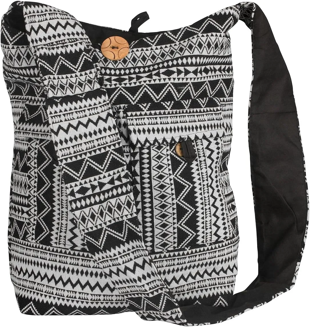 Tribe Azure Large Hobo Crossbody Sling Shoulder Bag Compartment Pockets Functional Zipper Travel Market Books Blanket