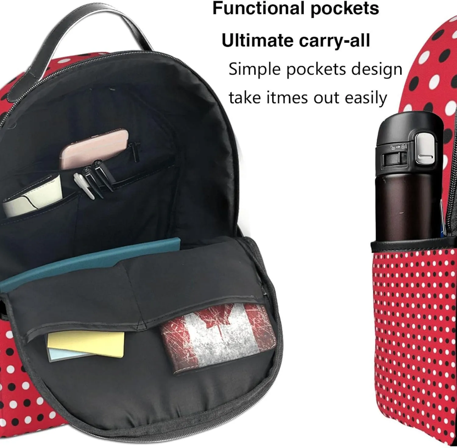 Trinidad Tobago Polkas Red Dots Casual Backpacks Laptop Backpack Carry-on Daypack Sports Travel Rucksack Lightweight Working Bag for Outdoor Hiking Cycling Walking