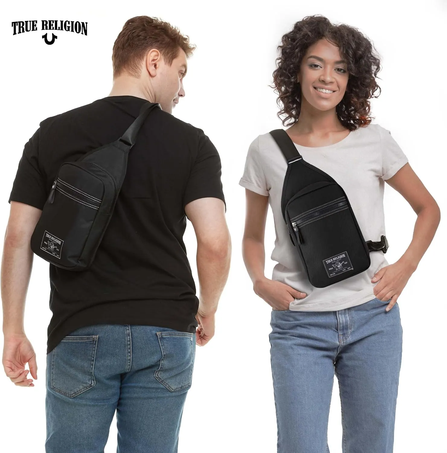 True Religion Crossbody Bags for Women & Men, Sling Bag for Men, Women Cross Body Bag, Sling Backpack Travel Bag Travel Purse