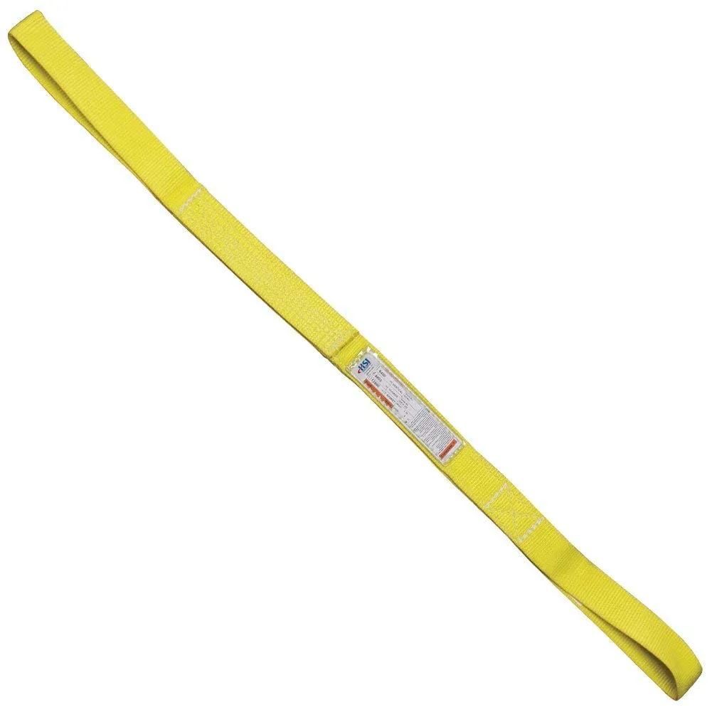 Two Ply 1" x 4' Eye-to-Eye Nylon Type 3 Sling | EE2-801 | 8-1/2" Eye Length | 3,200 Lb. Vertical Capacity | Hanes Supply (HSI) Heavy Duty for Lifting and Towing