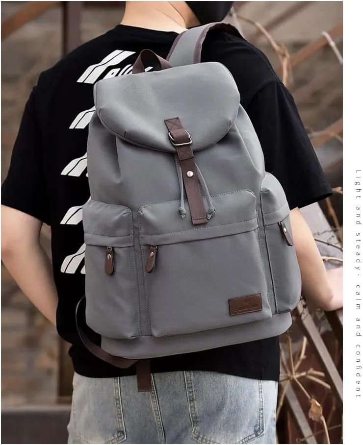 Unisex College Backpack, Retro Vintage Casual Daypack, Large-Capacity Travel Hiking Bag(Grey)
