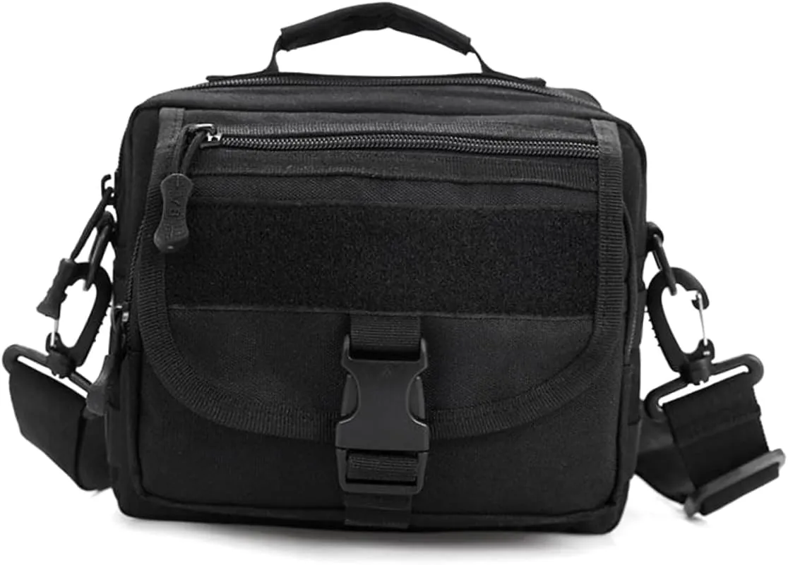 Unisex Outdoor Shoulder Bag Multifunctional Nylon Crossbody Messenger Tote for Camping Hiking Travel Durable Nylon Black