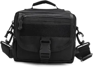Unisex Outdoor Shoulder Bag Multifunctional Nylon Crossbody Messenger Tote for Camping Hiking Travel Durable Nylon Black