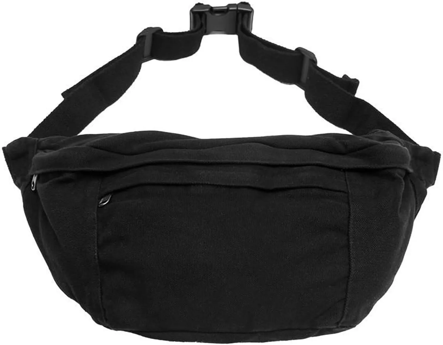 Unisex Slouchy Sling Bag, Large Fanny Pack with Multiple Compartments, Canvas Chest Purse Crossbody Bag, Adjustable Strap, Large Capacity (Black)