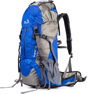 UNISTRENGH 45L 5L Hiking Backpack Nylon Water-resistant Internal Frame Trekking Bag with Rain Cover for Outdoor Sports Climbing Camping Travel Mountaineering (Blue)