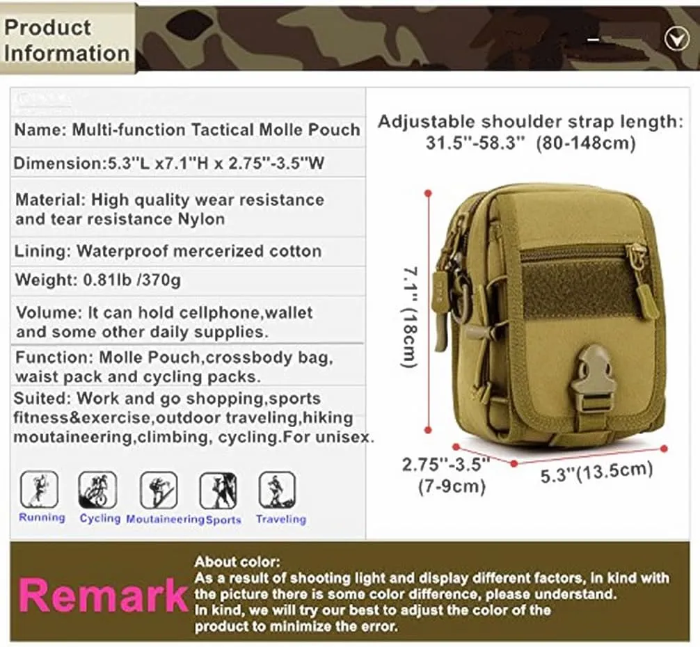 UNISTRENGH Tactical MOLLE Phone Magazine Pouch Military Small Belt Pouches Sling Chest Daypack Shoulder Bag Gear Duty Pack for Outdoor Hunting Vest Backpack