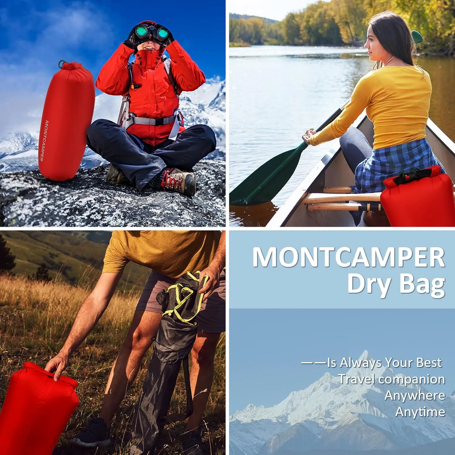 Upgraded 30D Nylon Waterproof Dry Bag-Extra Large Storage Sack for Hiking, Kayaking and Rafting-Roll Top Closure-Float on Water(20L/Red)