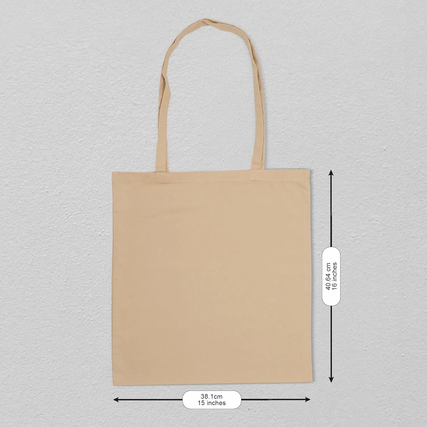 Urban Villa 12 Pack Reusable Grocery Bags 15’’x16’’ with 27’’ long Handle Beige Color 100% Cotton Tote Bags Medium Weight Grocery Shopping Cloth Bags Great Choice for Promotion Gift DIY Advertising
