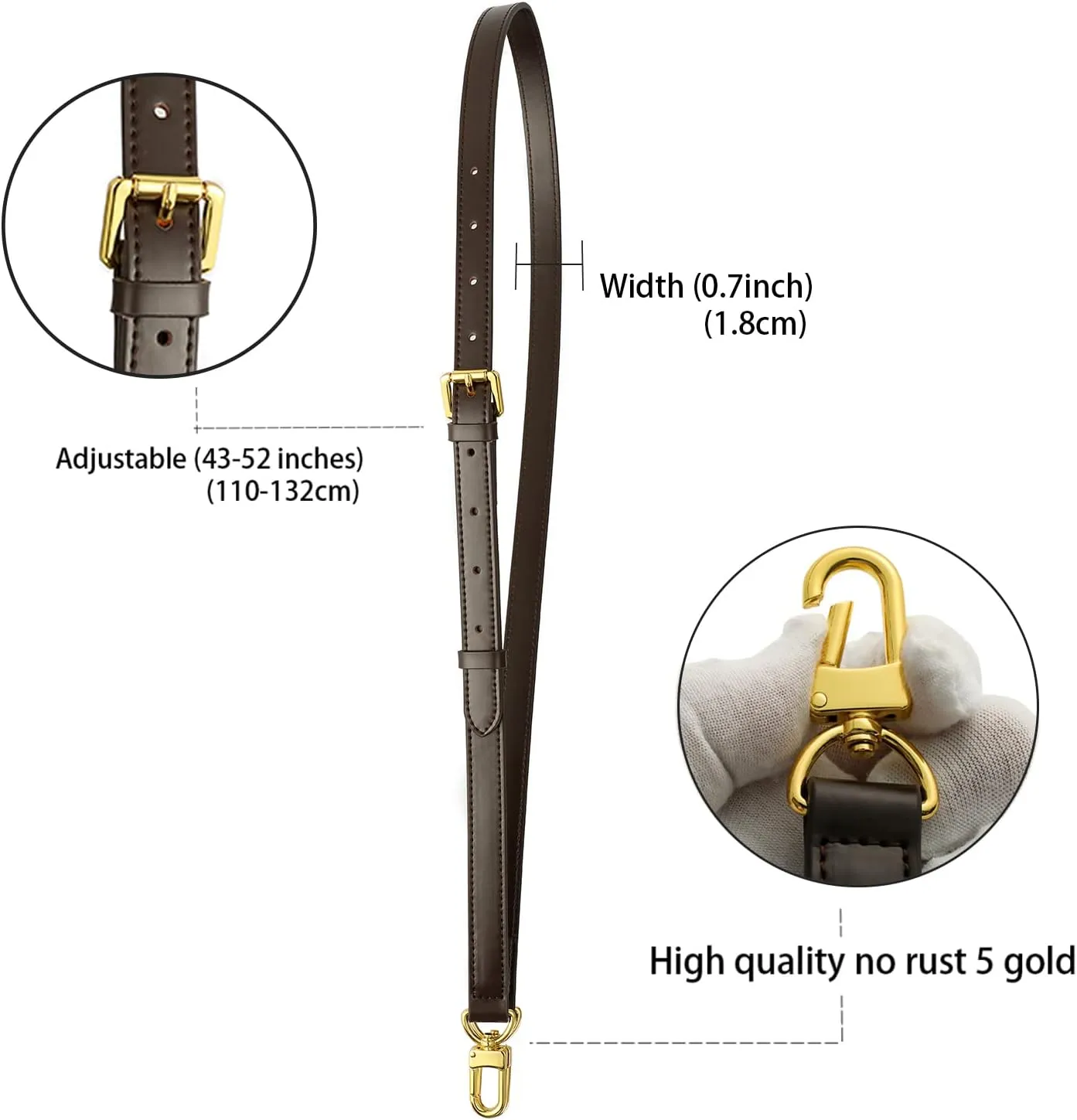 Vachetta Leather Replacement Adjustable Shoulder Strap for L V Handbag Replacement Bag Strap