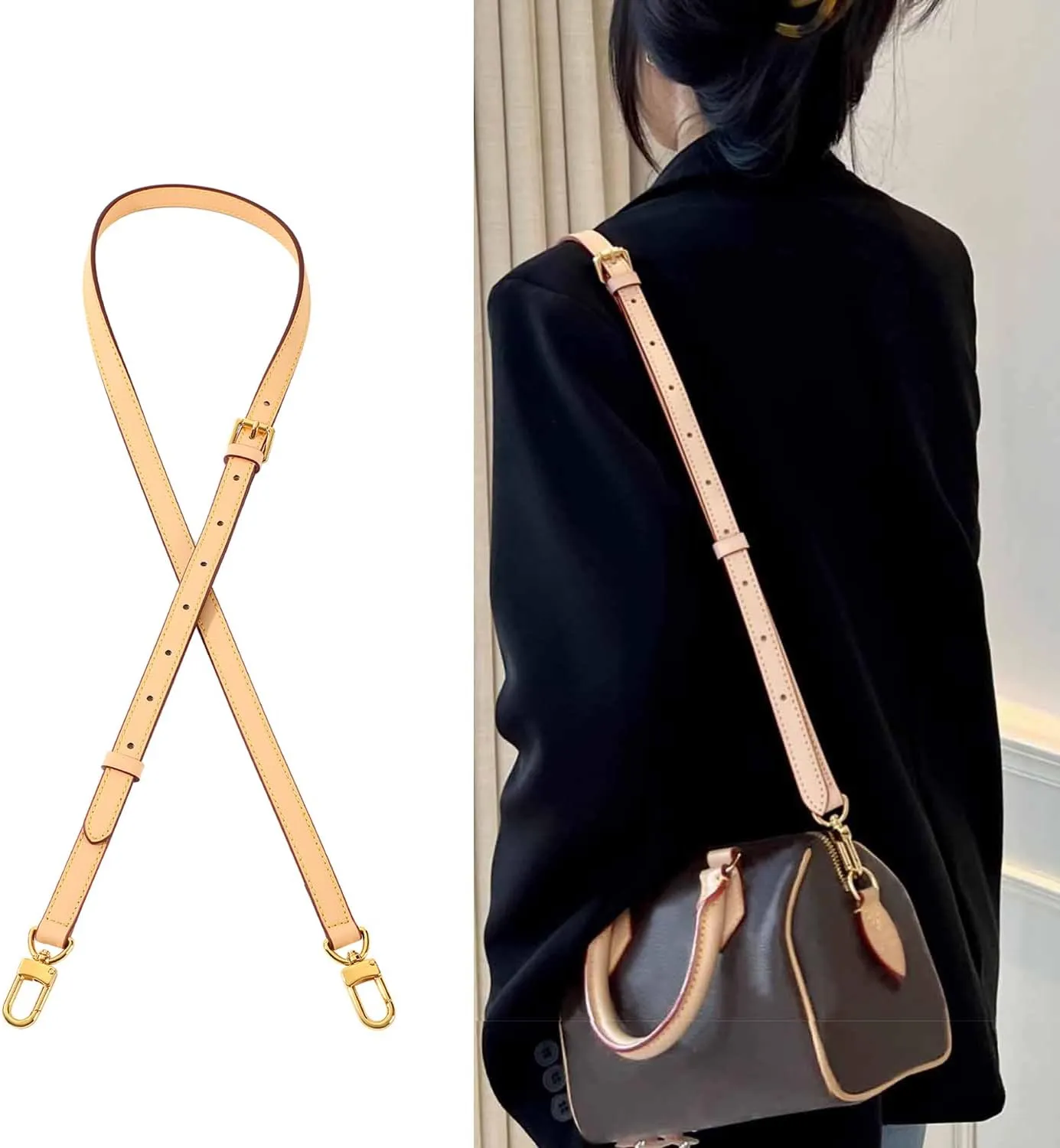 Vachetta Leather Replacement Adjustable Shoulder Strap for L V Handbag Replacement Bag Strap