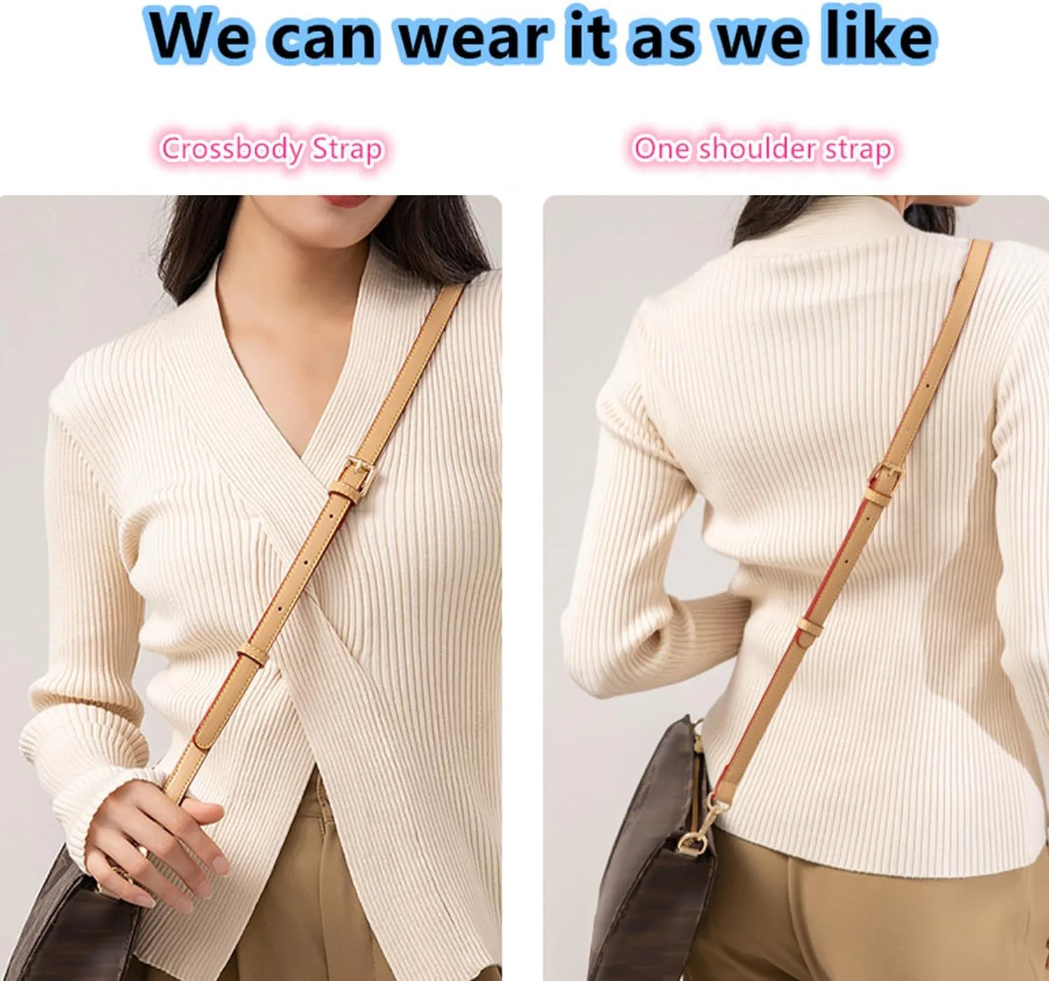 Vachetta Leather Replacement Adjustable Shoulder Strap for L V Handbag Replacement Bag Strap