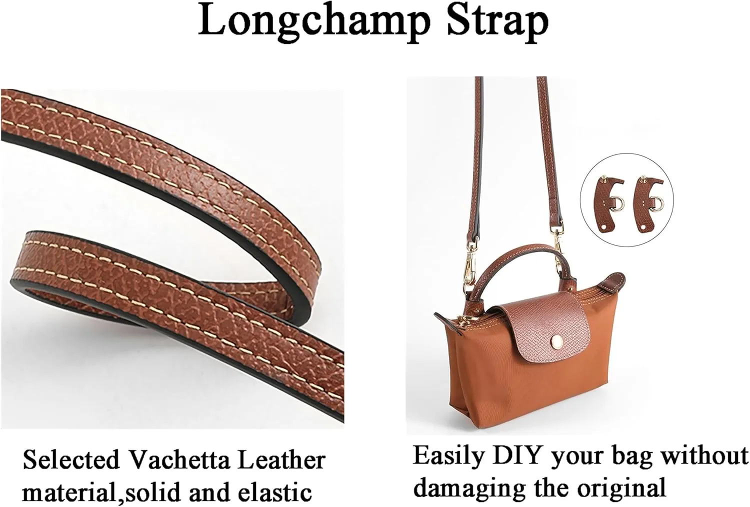 Vachetta Leather Replacement Crossbody Handbag Strap Adjustable