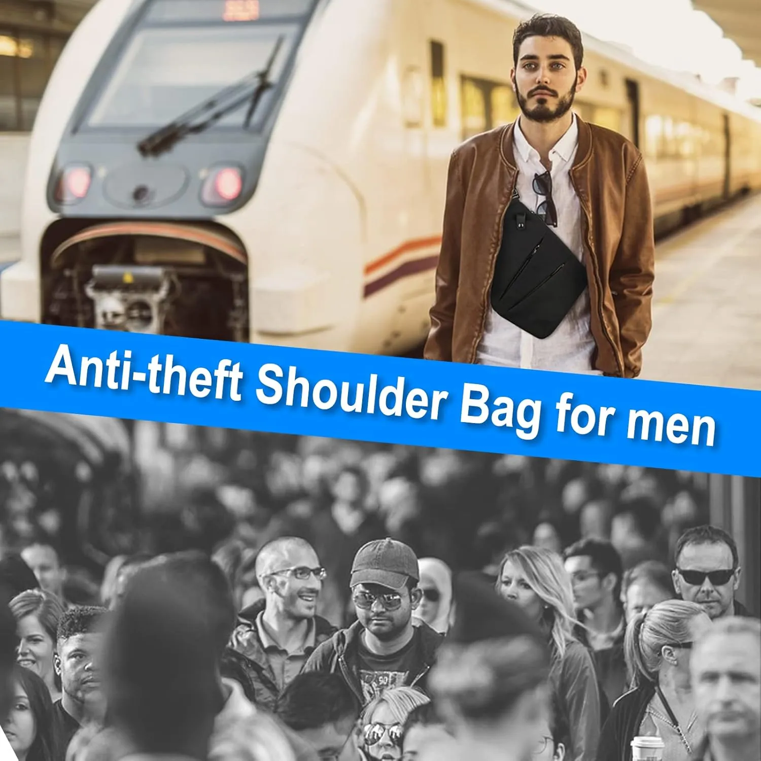 VADOO Anti-theft Crossbody Bags for Women, Shoulder Sling Bag for Men Lightweight Chest Bag for Travel Sport