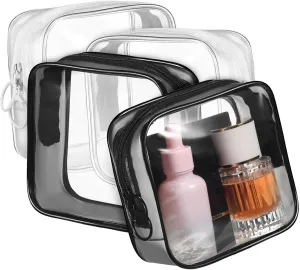 Vaguelly 4Pcs Transparent Zipper Pouch Clear Organizer Bags for Travel and Home Storage Shape Makeup Bags Double Zipper Design for Easy Access for Cosmetics