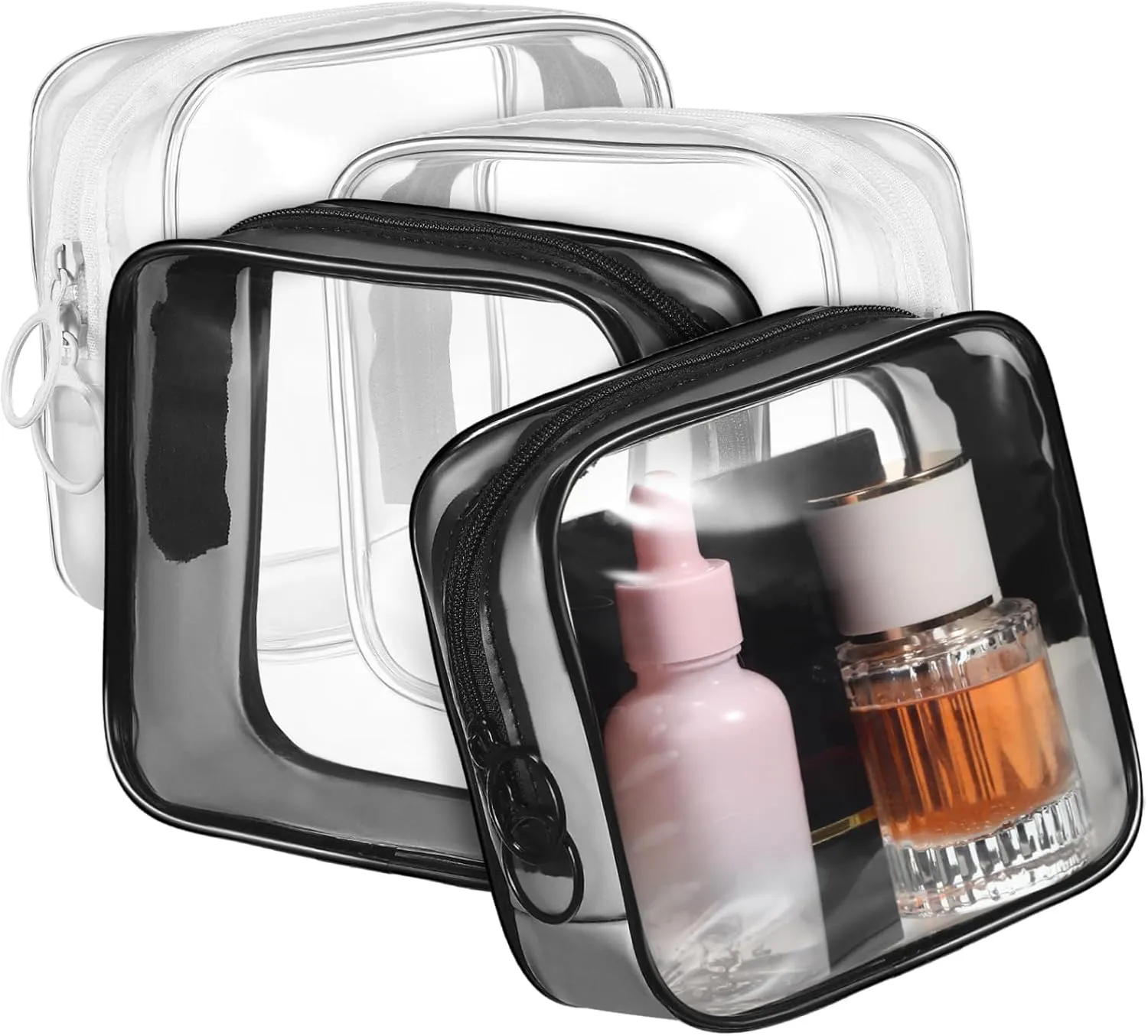 Vaguelly 4Pcs Transparent Zipper Pouch Clear Organizer Bags for Travel and Home Storage Shape Makeup Bags Double Zipper Design for Easy Access for Cosmetics